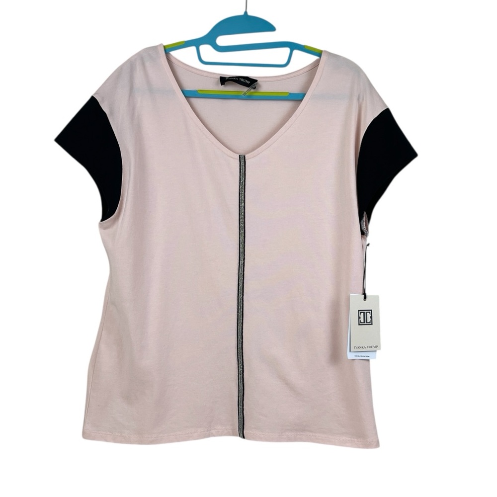 Ivanka Trump Pink V-Neck Top/Blouse Size Medium Cap Sleeve NWT MSRP $49